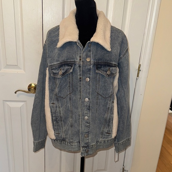 Madden Girl Jackets & Blazers - Madden Girl Blue Denim Jacket with Cream Sherpa Lining